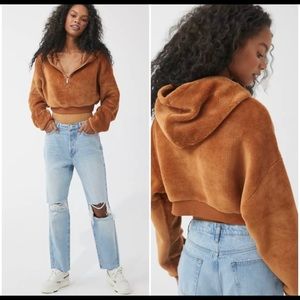 UO fuzzy cropped hoodie